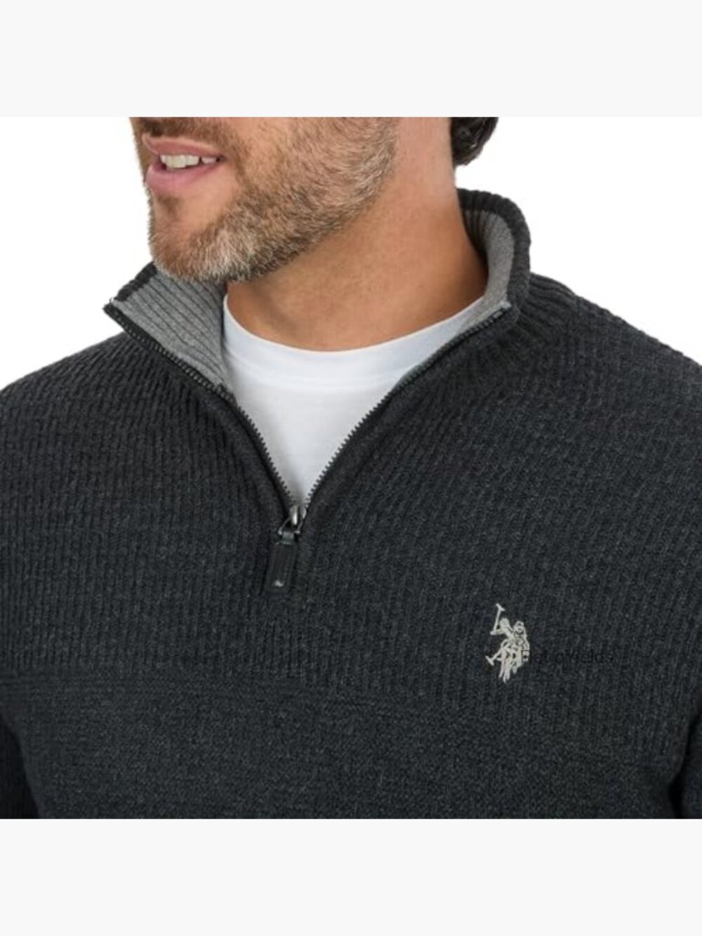 Men's Cable Knit Quarter Zip Pullover Sweater Heavyweight - Picture 2 of 4